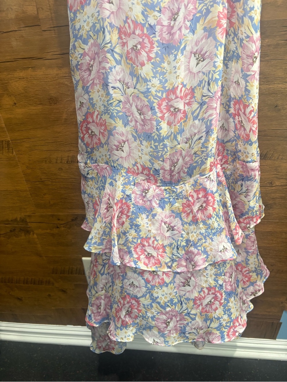 Intermix Silk Sophia Midi Floral High Low Frilly Dress - Picture 10 of 14